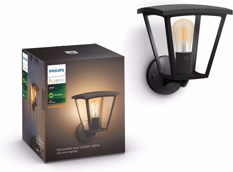 Kinkiet Ogrodowy Hue Inara Philips HUE Lampa Zewnętrzna Elewacyjna 7W 550lm IP44 White Czarna Inteligentna Bluetooth 1 szt.