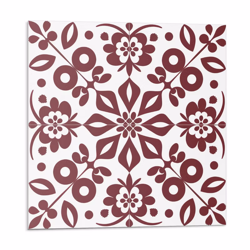Kafelki samoprzylepne Wallfluent 50×50 cm Wzór kwiatów w towarzystwie liści 4 szt.