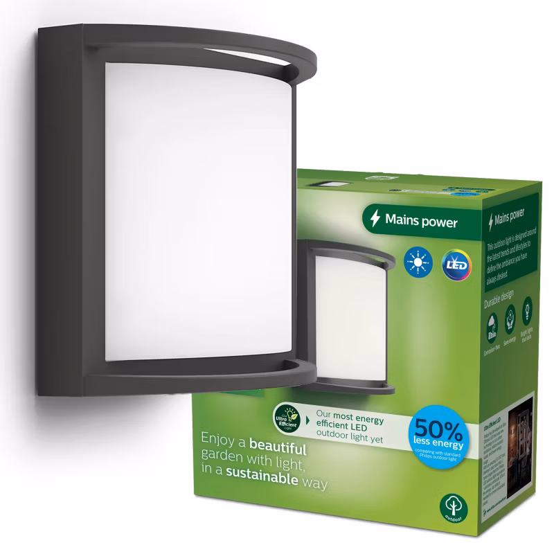 Kinkiet zewnętrzny Philips elewacyjny LED Samondra 3,8W 2700K 800lm IP44 antracyt 1 szt.