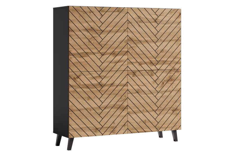 Komoda RTV MINIO go for it LOKET H 120cm, czarny/dąb wotan MDF wzór M7, 1 szt.