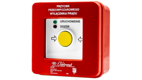 Przycisk ppoż wyłącznika prądu n/t 4 tory prądowe 12A, NC-NO NC-NO, diody czerwona/zielona PPWP-4s A
