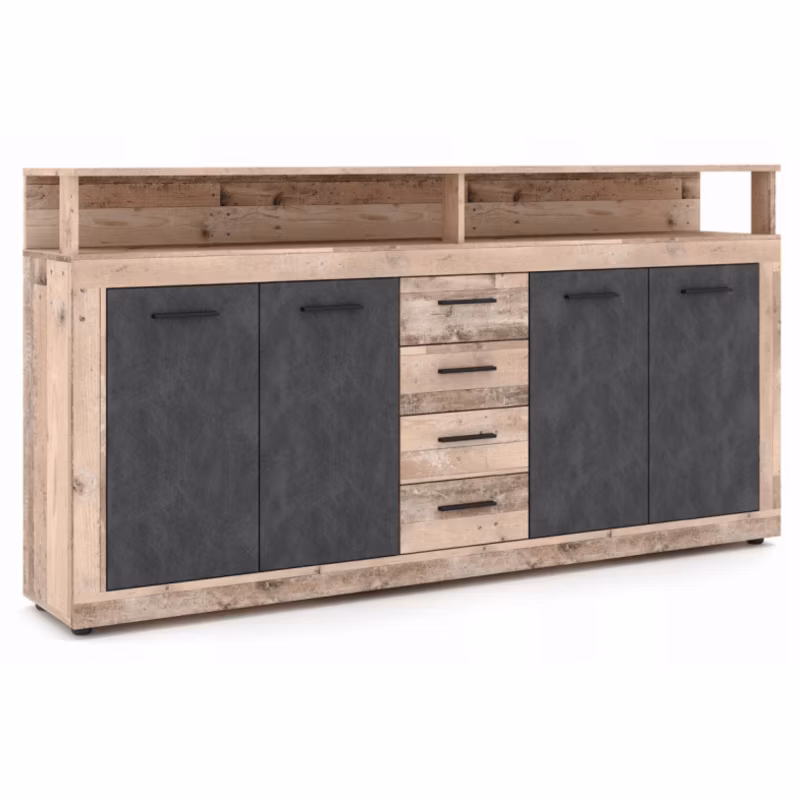Komoda Mebel Elite z Szufladami Duża Do Salonu Przedpokoju Dąb Grafit BLAGO XXL 190 cm 1 szt.