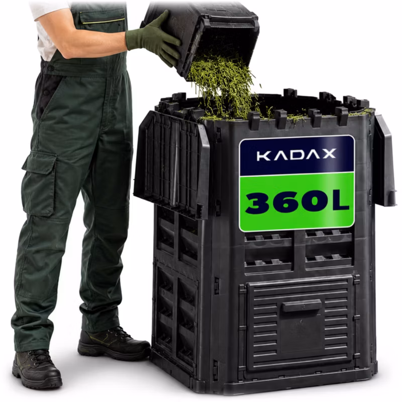 Kompostownik KADAX Czarny modułowy Ogrodowy mrozoodporny Na Nawóz Zbiornik 360L 1szt.