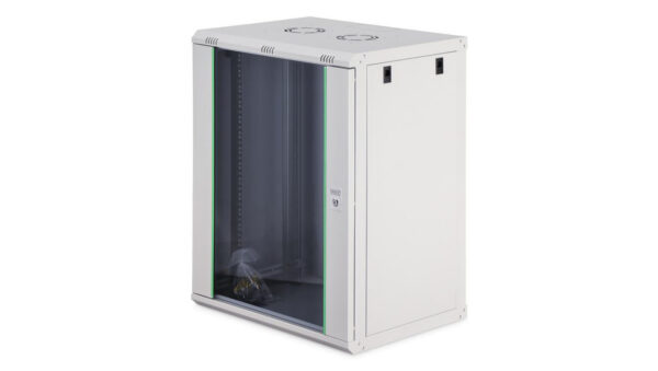 Szafa sieciowa wisząca Dynamic 19 16U rack 600×450, drzwi szyba, szary, niezłożona, 60kg DN-37112