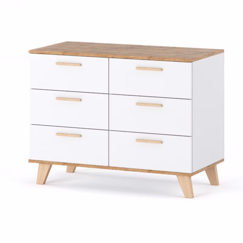 Komoda Hurtownia-Mebli Szuflady 6 Olivier 6SZ 100cm Biały Mat Biały Mat 100x45x75 cm 1szt.