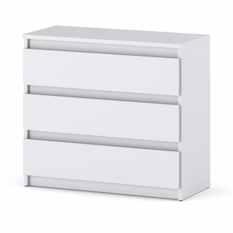 Komoda Hurtownia-Mebli Szuflady 3 Hugo 3SZ 80cm Biały Mat Biały Mat 80×33.5×71 cm 1szt.