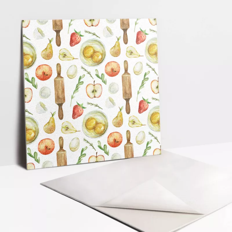 Kafelki samoprzylepne Tulup 30×30 cm Owoce jabłka i gruszki 9 szt.