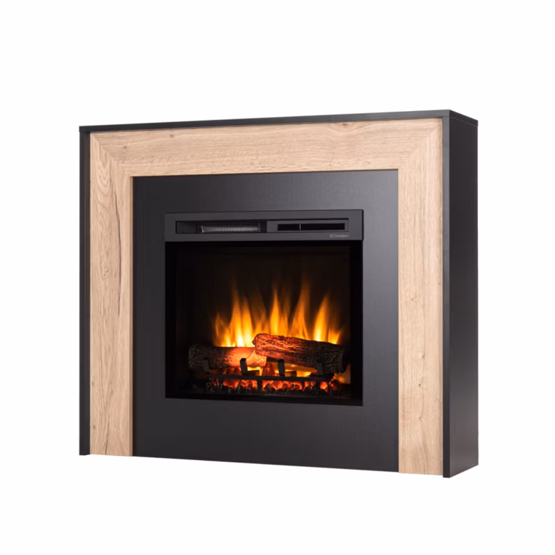 Kominek elektryczny Warmtec Zuni 23″ XHD 1400W funkcja grzania LED czarny z drewnem 1 szt.