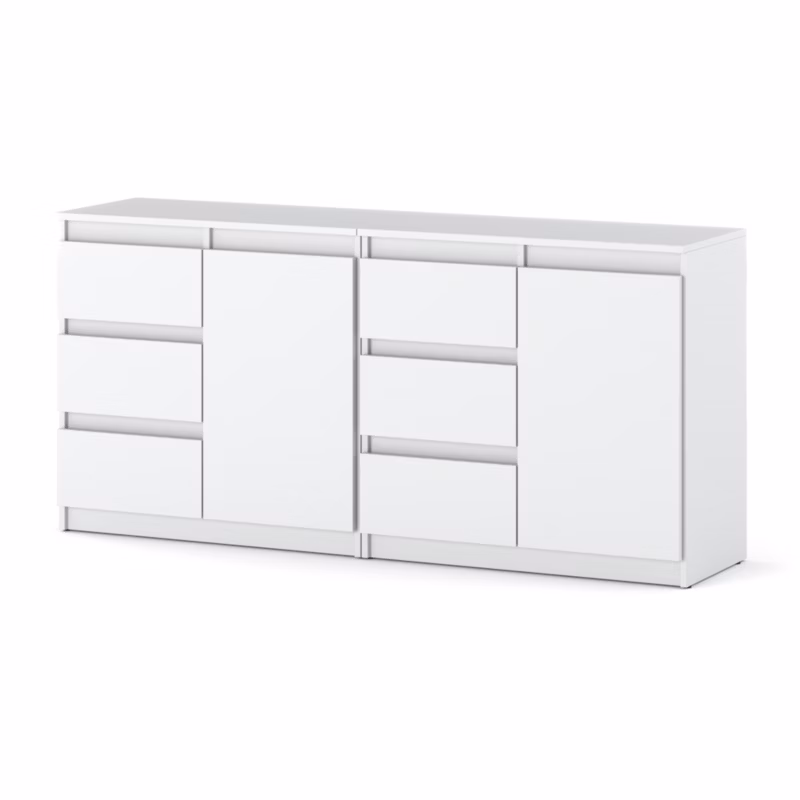 Komoda Hurtownia-Mebli Szuflady 6 Agna Mini 160cm Biały Mat Biały Mat 160x35x75 cm 1szt.