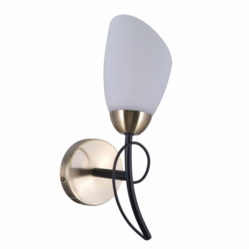 Kinkiet ścienny Italux Cristina mosiądz-złoty-biały 1 x E27 x 40W IP20 wym: 28 x 13 x 14 cm – 1 szt.