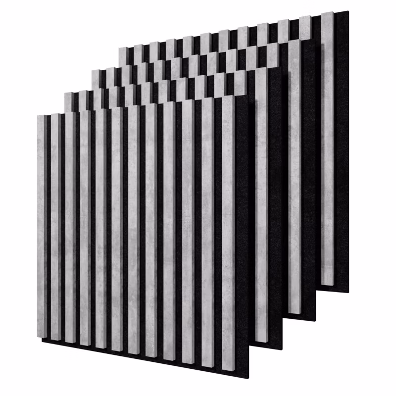 Lamele ścienne na czarnym filcu Stegu, szare panele akustyczne 60×60,5cm 4 szt.